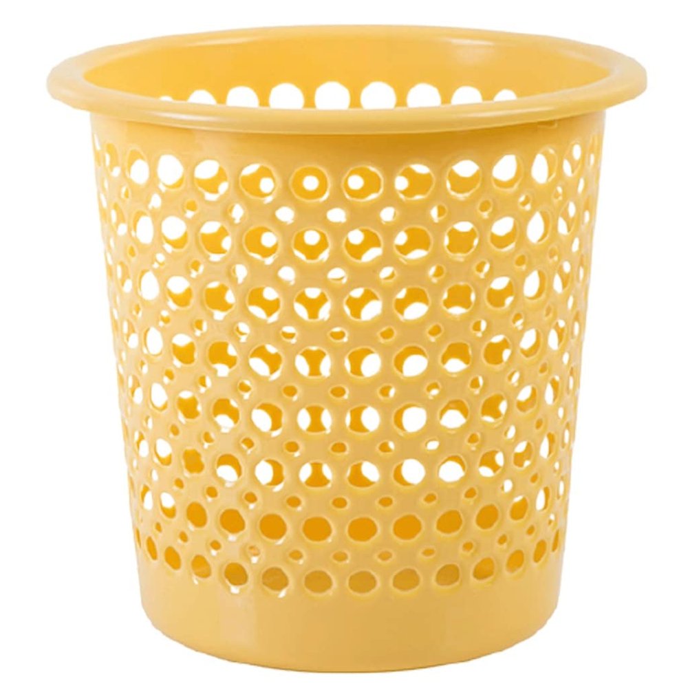 DFDFSFG Trash Can Hollow Trash Can Without LidPlastic Colorful Garbage BinSmall Round Garbage Can for KitchenBedroomLiving RoomBathroom Wastebasket (Color : Yellow)