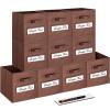 artsdi 11 Inch Storage Cube,Storage bin,cube storage (Set of 10) Foldable Fabric Cube Storage Bins with 10 Labels Window Cards & a Pen,Baskets Containers for Shelves,Closet Organizers Box,Brown view 1