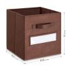 artsdi 11 Inch Storage Cube,Storage bin,cube storage (Set of 10) Foldable Fabric Cube Storage Bins with 10 Labels Window Cards & a Pen,Baskets Containers for Shelves,Closet Organizers Box,Brown view 3