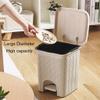 DFDFSFG Trash Can Step-On Pedal Trash Can with LidWicker Style Compact Garbage Can for Small Spaces, Small Square Garbage Bin Rattan Look Wastebasket (Color : Beige) view 3