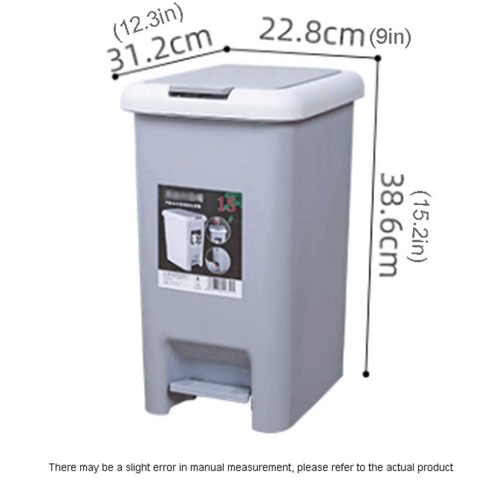 DFDFSFG Trash Can Step-On Pedal Trash Can with LidRectangular Spring Top Garbage CanLarge Plastic Garbage Bin for Bathroom Living Room Kitchen Wastebasket (Color : Beige)