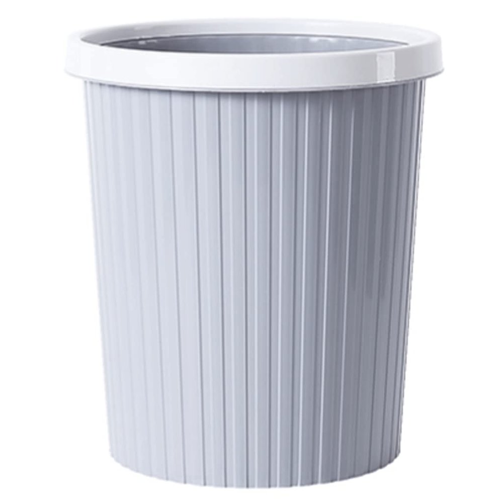 DFDFSFG Trash Can Trash Can Without CoverShatter-Resistant Creative Striped Garbage CanThick Garbage Bin for Kitchen Living Room Bathroom Wastebasket (Color : Large-Gray)