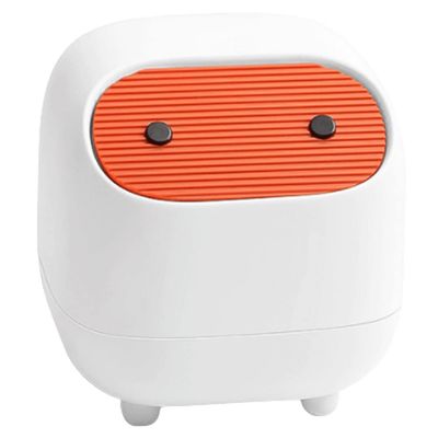 DFDFSFG Trash Can Mini Trash Can with LidDesk Small Garbage Can OfficePlastic Press-Type Garbage Bin for Bathroom Vanity, Desktop, Office Wastebasket (Color : White)