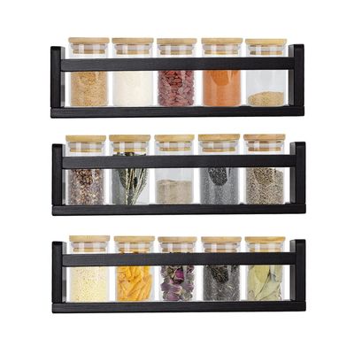 AZSKY Black Nursery Shelves 16 Inch Set of 3 Wooden Floating Wall Bookshelf for Kids Nursery Shelves for Wall,Bathroom Living Room Dcor Kitchen Spice Rack