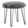 Powell Linon Henson Round Stool Black Hairpin Legs Basketweave Seat in Gray view 1