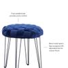 Powell Linon Henson Round Stool Black Hairpin Legs Basketweave Seat in Navy Blue Velvet view 4