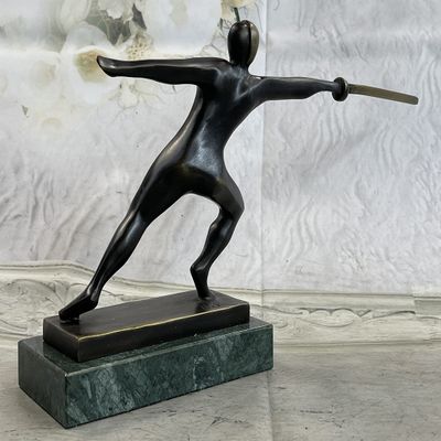 Bronze Fencer Fencing Statue Abstract Figurine Sport Brass Sculpture Art Home Decor Gifts