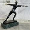 Bronze Fencer Fencing Statue Abstract Figurine Sport Brass Sculpture Art Home Decor Gifts view 1