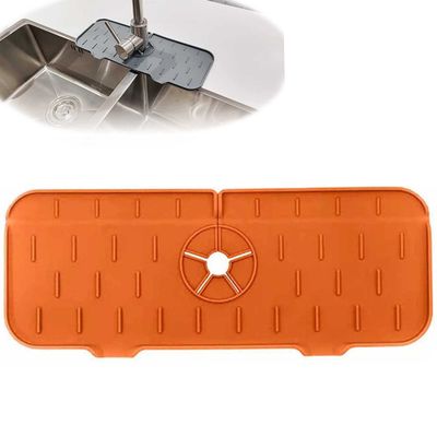Silicone Sink Faucet Mat Bathroom Faucet Water Catcher Mat Sink Splash Guard Faucet Drip Catcher Silicone Kitchenguard Silicone Faucet Handle Drip Catcher Tray for Kitchen Sink (Color : Orange)
