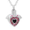 LiHiFG Double Dolphin Hold Crystal Heart Cremation Urn Jewelry for Ashes Stainless Steel Keepsake Memorial Pendant Necklace view 1