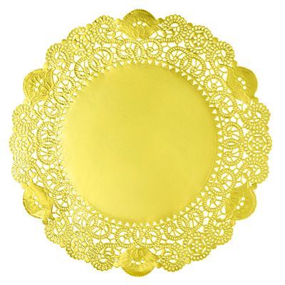 12.5 Inch Gold Lace Paper Doilies Round Table Placemat Paper Pad Lace Doily for Cake, Desert, Wedding, Tableware Decoration (100 Pcs)