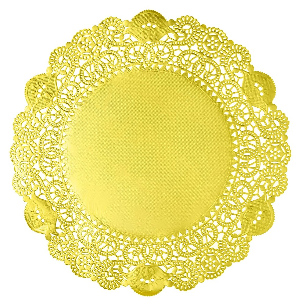 12.5 Inch Gold Lace Paper Doilies Round Table Placemat Paper Pad Lace Doily for Cake, Desert, Wedding, Tableware Decoration (100 Pcs)