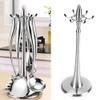 Kitchen Utensil Hanger Stand Rack, Stainless Steel Utensil Holder Organizer Cooking Utensil Spatula Scoop Spoon Rotating Storage Rack view 2