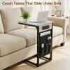 AMHANCIBLE C Shaped End Table with Charging Station, TV Tray Set of 2, Couch Tables with Storage Bag, Slide Under Sofa Side Table with USB Ports and Outlets for Living Room, Grey HET04CGY view 4