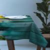 Rectangle Tablecloth Waterproof & Stainproof Tablecloths,Teal Sunflower Wipeable Table Cloth Wrinkle-Free for Round/Rectangle/Oval/Square/Dining/Party/Wedding,Retro Yellow Floral Turquoise Wood Grain view 3
