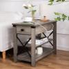 Awescuti Narrow End Table with Charging Station Farmhouse Slim Side Table with USB Ports and Power Outlets, Nightstand with Flip Top and Storage Drawer, for Small Spaces Living Room Bedroom, Gray view 2