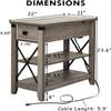 Awescuti Narrow End Table with Charging Station Farmhouse Slim Side Table with USB Ports and Power Outlets, Nightstand with Flip Top and Storage Drawer, for Small Spaces Living Room Bedroom, Gray view 3
