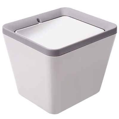 DFDFSFG Trash Can Mini Trash Can Desktop for Office Desktop Coffee Table KitchenSmall Garbage Can Colorful PlasticGarbage Bin Shake Cover Bucket Wastebasket (Color : White)