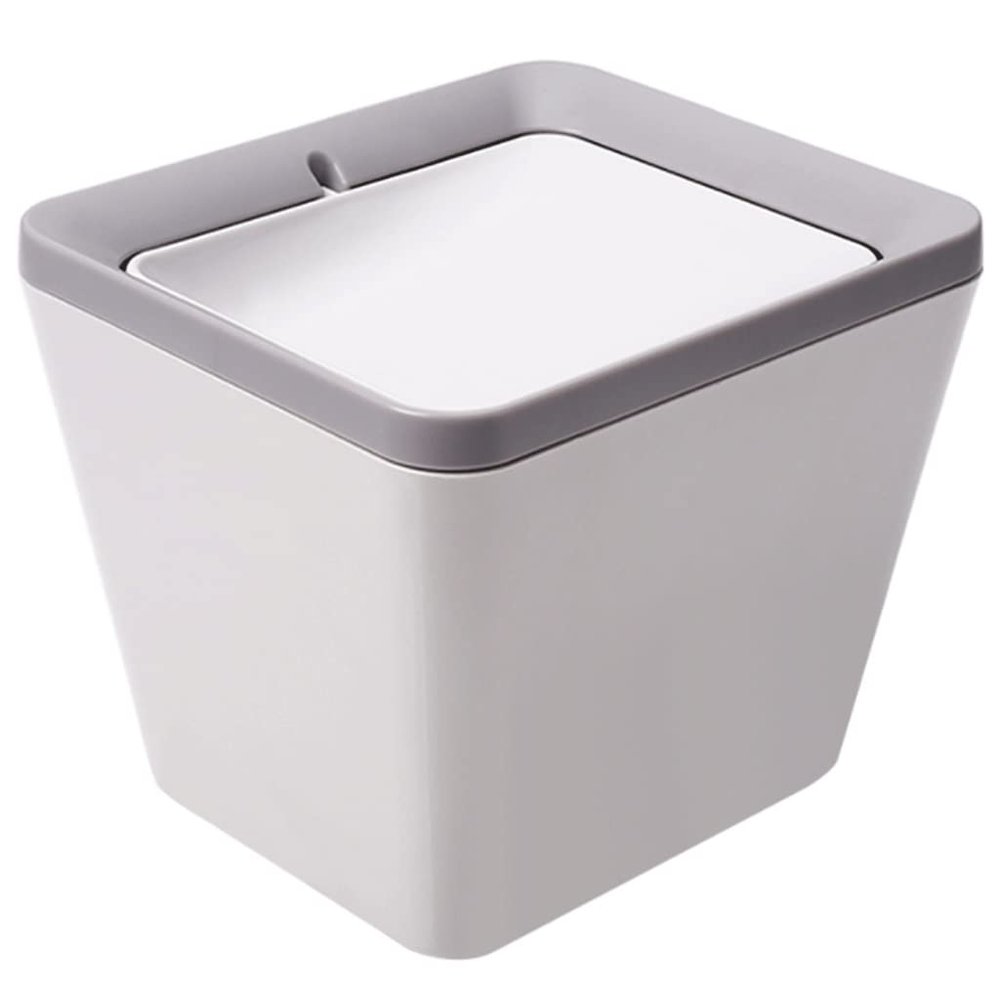 DFDFSFG Trash Can Mini Trash Can Desktop for Office Desktop Coffee Table KitchenSmall Garbage Can Colorful PlasticGarbage Bin Shake Cover Bucket Wastebasket (Color : White)