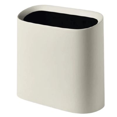 DFDFSFG Trash Can Slim Plastic Trash Can Without Lid,Double Barrel Garbage Can,Small Rectangular Garbage Bin for Bathroom,Kitchen,Office,Dorm Wastebasket (Color : Beige)