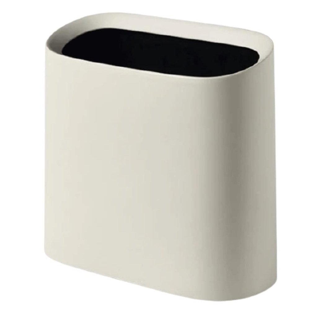 DFDFSFG Trash Can Slim Plastic Trash Can Without Lid,Double Barrel Garbage Can,Small Rectangular Garbage Bin for Bathroom,Kitchen,Office,Dorm Wastebasket (Color : Beige)