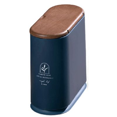 DFDFSFG Trash Can Slim Plastic Trash Can with Wooden LidDouble Barrel Garbage CanRectangular Press Garbage Container Bin for BathroomBedroom Wastebasket (Color : Blue)