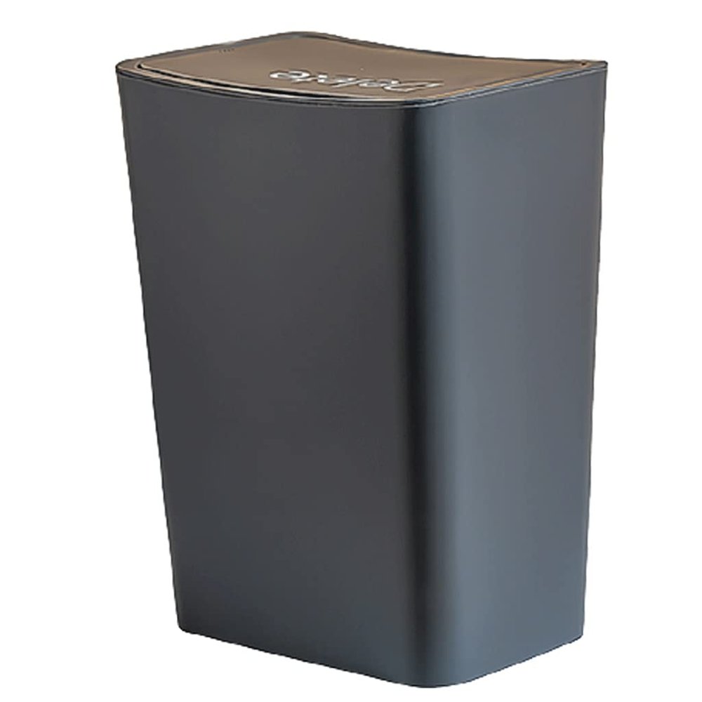 DFDFSFG Trash Can Slim Plastic Trash Can,Garbage Can with Press Top Lid, Rectangular Modern Garbage Bin for Bathroom,Living Room and Kitchen Wastebasket (Color : Large-Black)