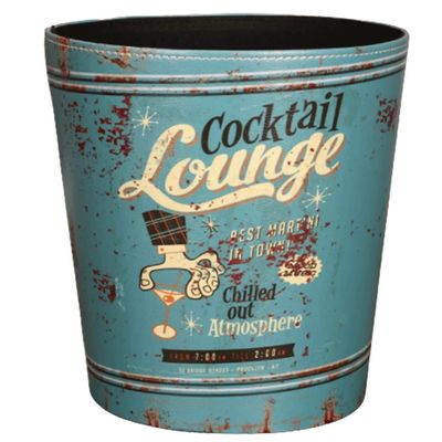DFDFSFG Trash Can Vintage Leather Trash CanRound Garbage Can Without LidCreative Retro European Style Garbage Bin Recycle Dustbin for Office Wastebasket (Color : One)