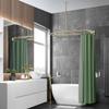 Utopia Alley Rustproof Wall Mounted Aluminum D-shape Shower Rod With Ceiling Support for Freestanding Tubs, 60 Inch Large Size by 25 Inch, Gold + White Shower Curtain 180x70inch view 4