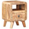 YITHOPI Accent Cabinet, Wooden Side Storage Organizer Unit, Bedside Storage Cabinet 11.8"x11.8"x16.1" Rough Mango Wood with Drawer and Shelf, for Living Room, Bedroom view 1