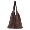 ENBEI Handmade Crochet Shoulder Bag for Women, Foldable and Lightweight Polyester Tote, Stylish & Practical Travel Purse (brown) view 1