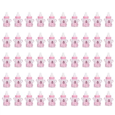 50Pcs Feeder Style Candy Bottle for Baby Shower, Mini Party Favors Fillable Candy Gift Box for Boy Girl Newborn Infant Baptism Christening Birthday Party Decoration(Pink)