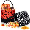 2 Pieces Trick or Treat Bags Halloween Candy Buckets Fabric Candy Tote Bags for Halloween Supplies, 2 Styles (Skull and Bat) view 1