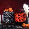 2 Pieces Trick or Treat Bags Halloween Candy Buckets Fabric Candy Tote Bags for Halloween Supplies, 2 Styles (Skull and Bat) view 4