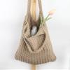 ENBEI Handmade Crochet Shoulder Bag for Women, Foldable and Lightweight Polyester Tote, Stylish & Practical Travel Purse (Khaki) view 2