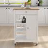 EEBUIHUI Small Kitchen Island on Wheels with Storage, White Mobile Kitchen Cart with Locking Casters, Solid Wood Top, Drawer, Adjustable Shelf & Towel Rack view 1