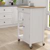 EEBUIHUI Small Kitchen Island on Wheels with Storage, White Mobile Kitchen Cart with Locking Casters, Solid Wood Top, Drawer, Adjustable Shelf & Towel Rack view 2