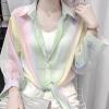 XIEHC Cycling Clothing Women, Rainbow Sunscreen, Chiffon Long Sleeve Shirt, Green, S,Running Hiking Light Jackets view 1
