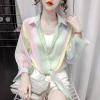XIEHC Cycling Clothing Women, Rainbow Sunscreen, Chiffon Long Sleeve Shirt, Green, S,Running Hiking Light Jackets view 3