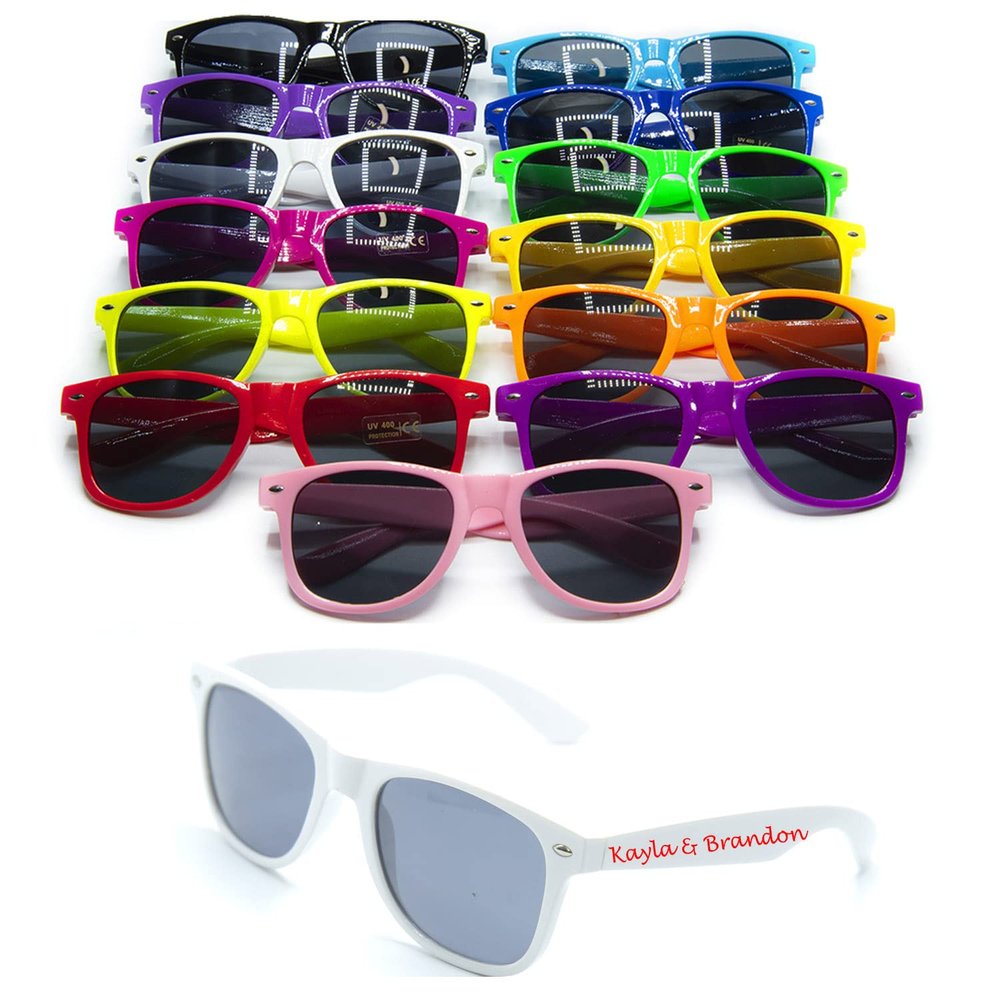 JSJM Personalized Sunglasses Wedding In Bulk Destination Wedding Favors For Guest Bridal Bridesmaid Party Gifts Set,Custom Bachelor Party Logo SunglassesWomens Men Sunglasses (White 250PC)