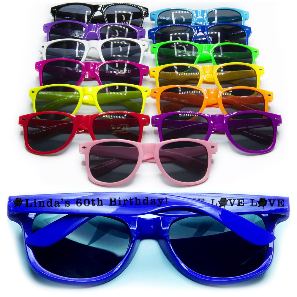 JSJM Personalized Sunglasses Wedding In Bulk Destination Wedding Favors For Guest Bridal Bridesmaid Party Gifts Set,Custom Bachelor Party Logo SunglassesWomens Men Sunglasses (Dark Blue 70PC)