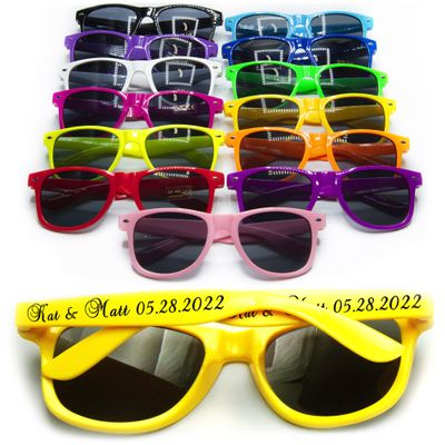 JSJM Personalized Sunglasses Wedding In Bulk Destination Wedding Favors For Guest Bridal Bridesmaid Party Gifts Set,Custom Bachelor Party Logo SunglassesWomens Men Sunglasses (Yellow 70PC)