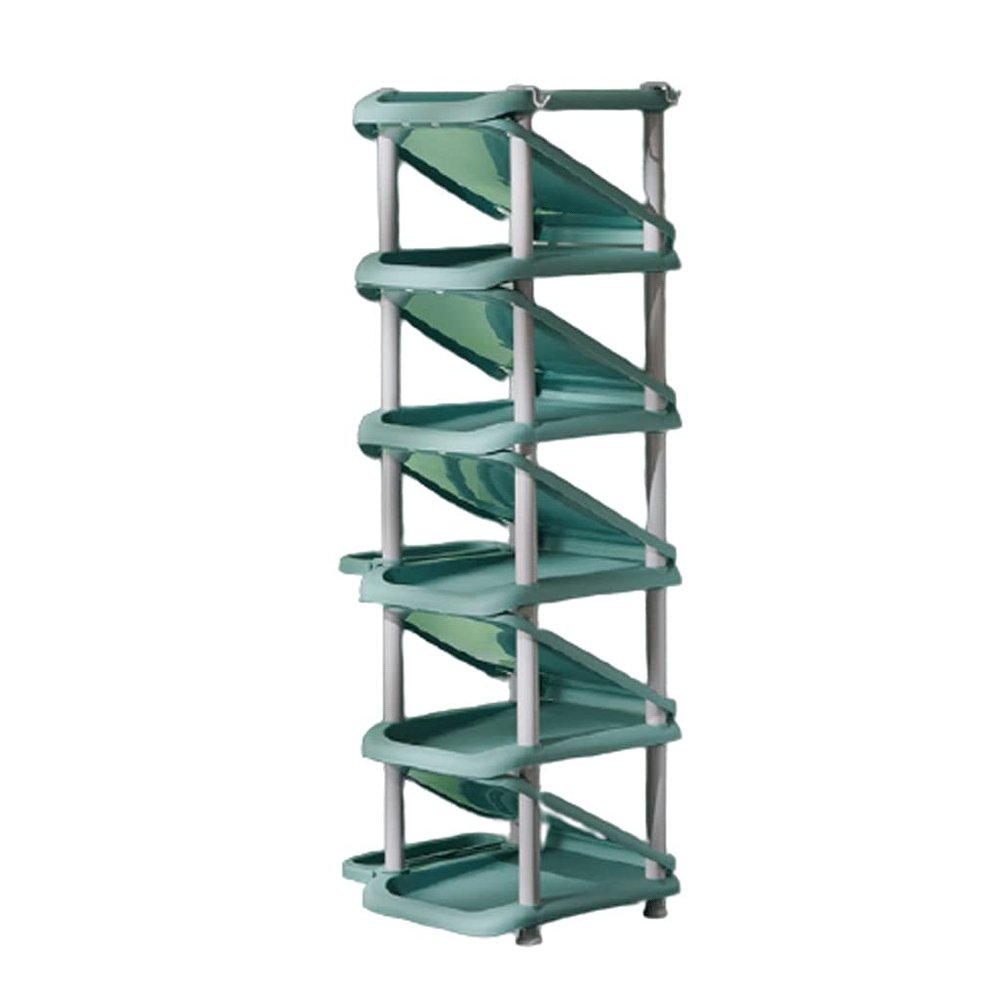 WMYDNX Durable Shoe Rack Umbrella Stand Vertical Eleven Tier Front and Back Stacking ABS Green Shoe Shelf Home Dormitory Entryway Multi-Function (Color : Green)