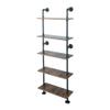 HEONITURE 5 Shelf Industrial Pipe Shelving, Black Modern Bookcase Bookshelf, Wall Mount Ladder Shelf with Metal Frame Display Selves view 1