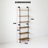 HEONITURE 5 Shelf Industrial Pipe Shelving, Black Modern Bookcase Bookshelf, Wall Mount Ladder Shelf with Metal Frame Display Selves view 3