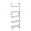 HEONITURE 5 Shelf Modern Gold Bookshelf, Wall Mount White Bookcase, Ladder Shelf with Metal Frame, Display Shelf Shelves for Living Room/Home/Office view 1