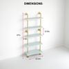 HEONITURE 5 Shelf Modern Gold Bookshelf, Wall Mount White Bookcase, Ladder Shelf with Metal Frame, Display Shelf Shelves for Living Room/Home/Office view 3