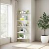 HEONITURE 5 Shelf Modern Gold Bookshelf, Wall Mount White Bookcase, Ladder Shelf with Metal Frame, Display Shelf Shelves for Living Room/Home/Office view 4