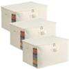 3-Pack Large Canvas Comforter Storage Bags for Clothes Sweater Clothes Organizer with Dual Zipper Three Carrying Handles for Blanket Closet Storage Container view 1