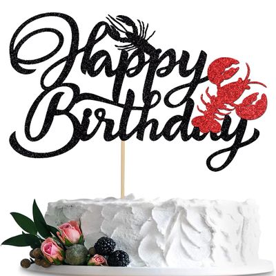 bd1 BIABISD lobster cake decoration birthday marine lobster themed party cake decoration crayfish themed cake decoration lobster themed baby shower birthday party cake decoration supplies